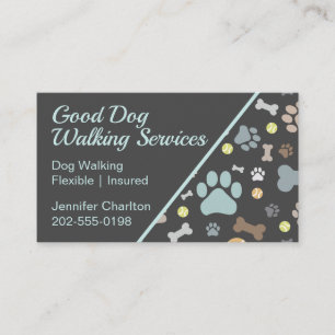 Dog Walker Pet Sitter Paw Skriv ut blått Visitkort