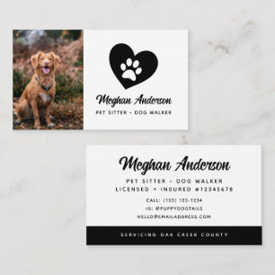 Dog Walker Pet Sitter Photo Visitkort