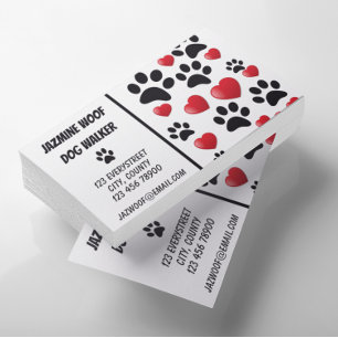 Dog Walker Pet Sitter Roligt Tass och Hearts Visitkort