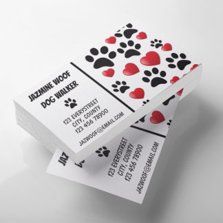 Dog Walker Pet Sitter Roligt Tass och Hearts Visitkort