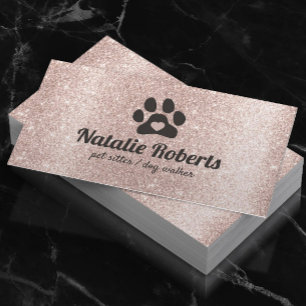 Dog Walker Pet Sitter Tass Heart Ro Guld Visitkort