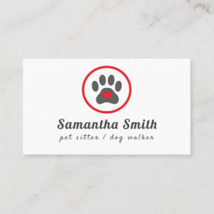 Dog Walker Pet Sitter Tass Heart Visitkort
