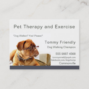 Dog Walker Pet Therapy Photo Template Visitkort