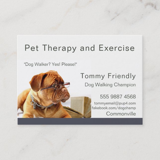 Dog Walker Pet Therapy Photo Template Visitkort (Framsida)