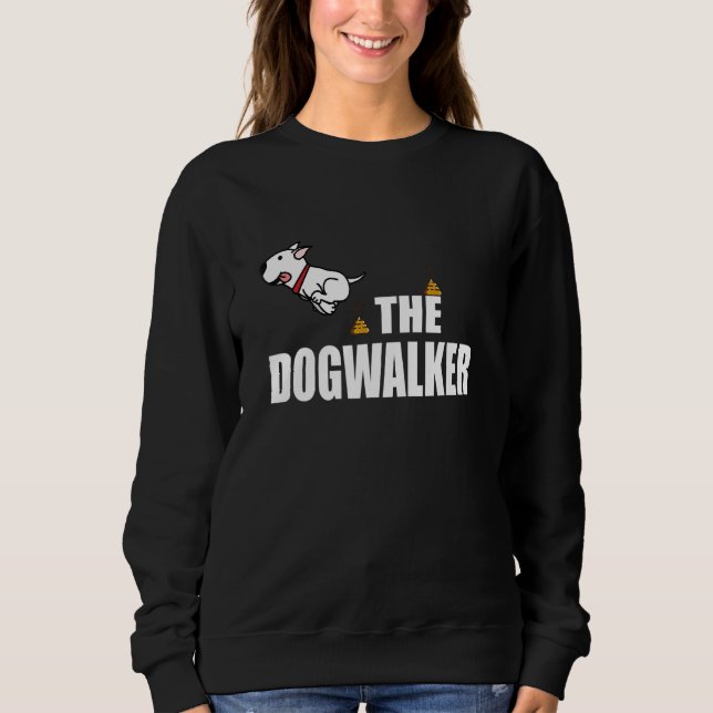 Dog Walker Poop Coola Hund Pooping Pet Sitter Tee (Framsida)