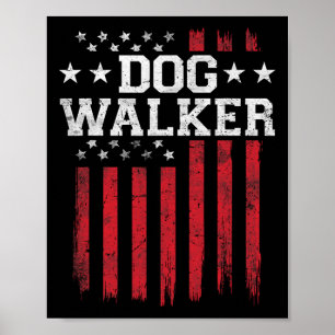 Dog Walker Proud American Flagga Usa Patriot Patri Poster
