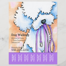 Dog Walker Pudel Lila Personlig Tear Lakan Reklamblad