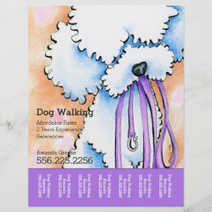 Dog Walker Pudel Lila Personlig Tear Lakan Reklamblad
