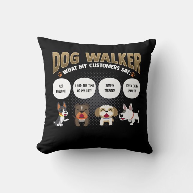 Dog Walker Rolig hund Walking Pet Sitter Gift Kudde (Framsida)