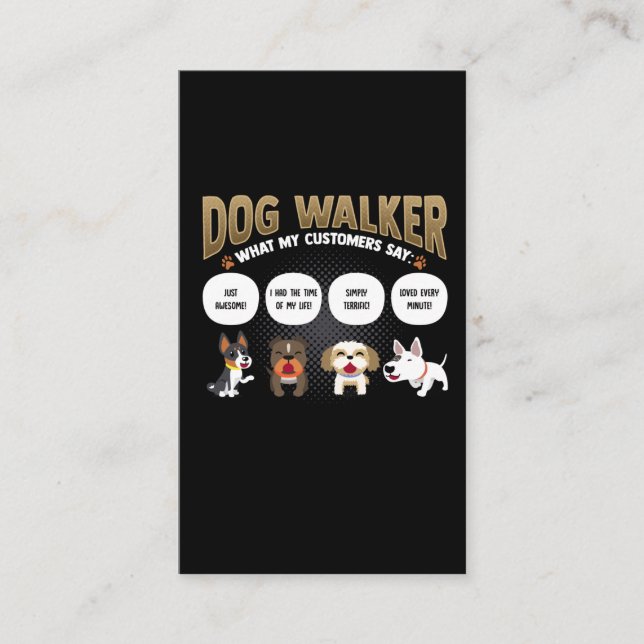 Dog Walker Rolig hund Walking Pet Sitter Gift Visitkort (Framsida)