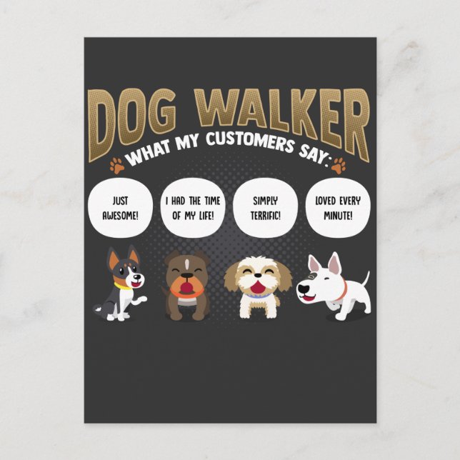 Dog Walker Rolig hund Walking Pet Sitter Gift Vykort (Framsida)