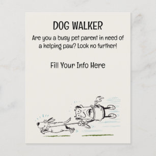 Dog Walker, rolig och engagerande tecknad-flygare Flygblad