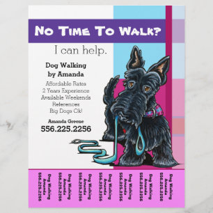 Dog Walker Scottie Play Personlig Tear Lakan Reklamblad