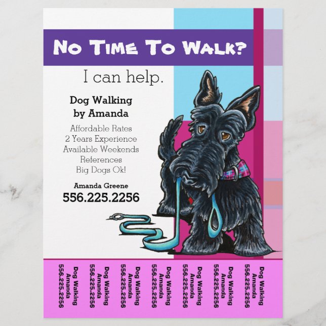 Dog Walker Scottie Play Personlig Tear Lakan Reklamblad (Framsidan)