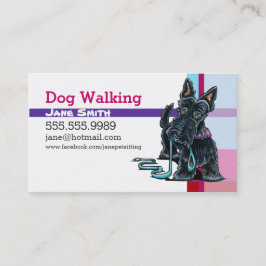 Dog Walker Scottie Rosa Lila Play Visitkort