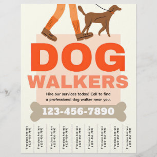 Dog Walker Service Flyer med avtagbara ränder