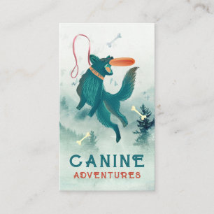 Dog Walker Sitter Jumping Hund Frisbee Visitkort