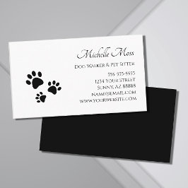 Dog Walker Tass avtryck Black White Visitkort