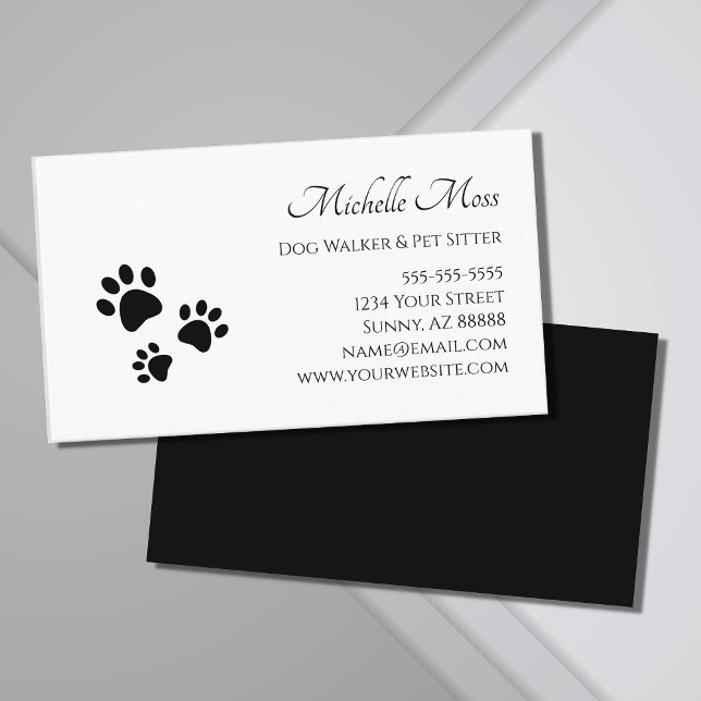 Dog Walker Tass avtryck Black White Visitkort (Skapare uppladdad)