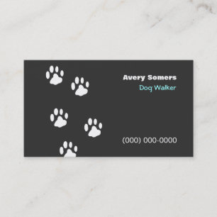 Dog Walker Tassar Black Affärskort Visitkort