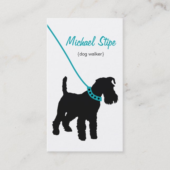 Dog Walker (teal)-Affärskort Visitkort (Framsida)