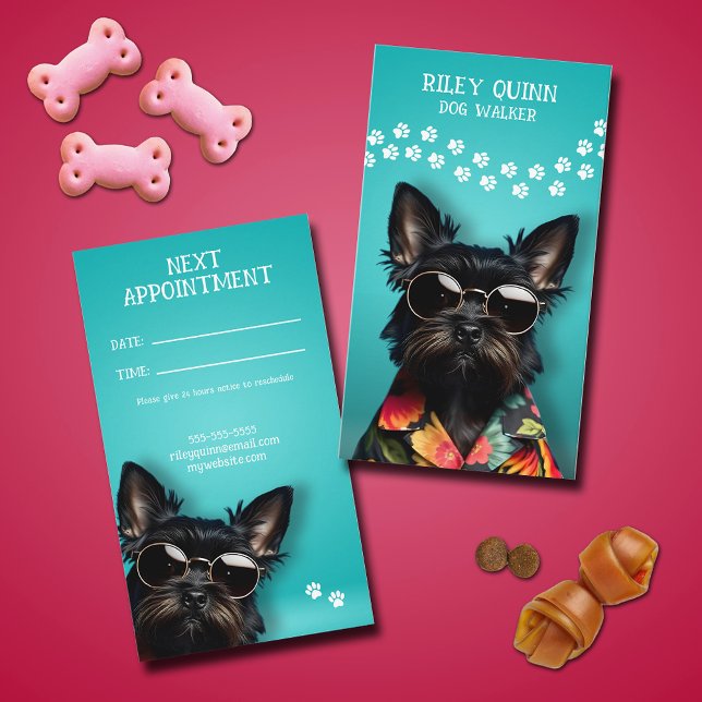 Dog Walker Tidsbeställning Kort (Dog Walker Appointment Cards)