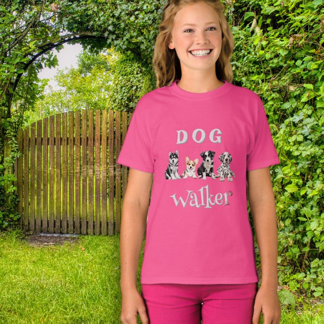 Dog Walker Tonåring Girl T Shirt (Skapare uppladdad)