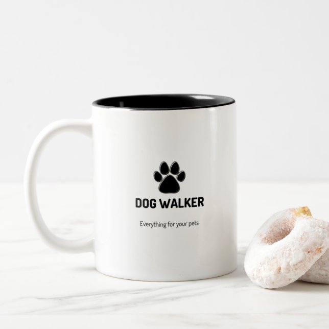 Dog Walker Två-Tonad Mugg (Med munk)