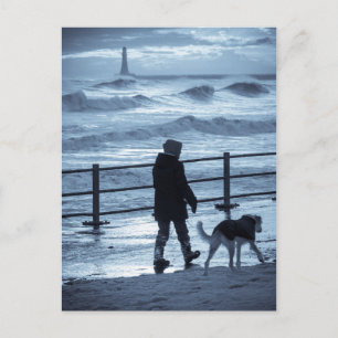 Dog Walker vid Roker Vykort
