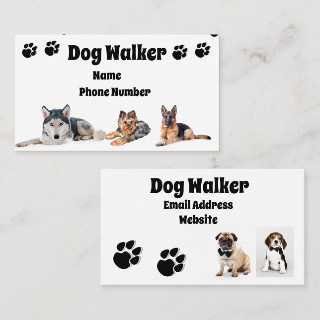 Dog Walker Visitkort (A dynamic presentation of a dog walking service business card)