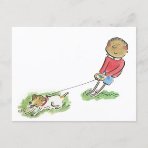 Dog Walker Vykort