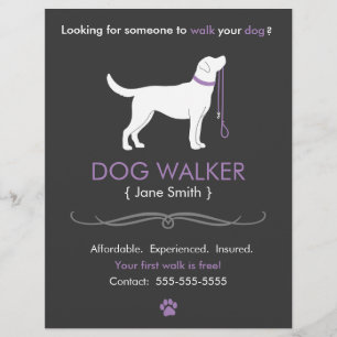 Dog Walker Walking Business Flyer-mall Reklamblad