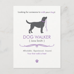 Dog Walker Walking Business Postcard Advertising Vykort