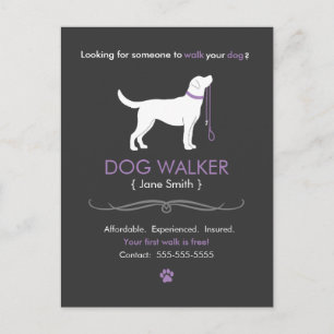 Dog Walker Walking Business Postcard Advertising Vykort