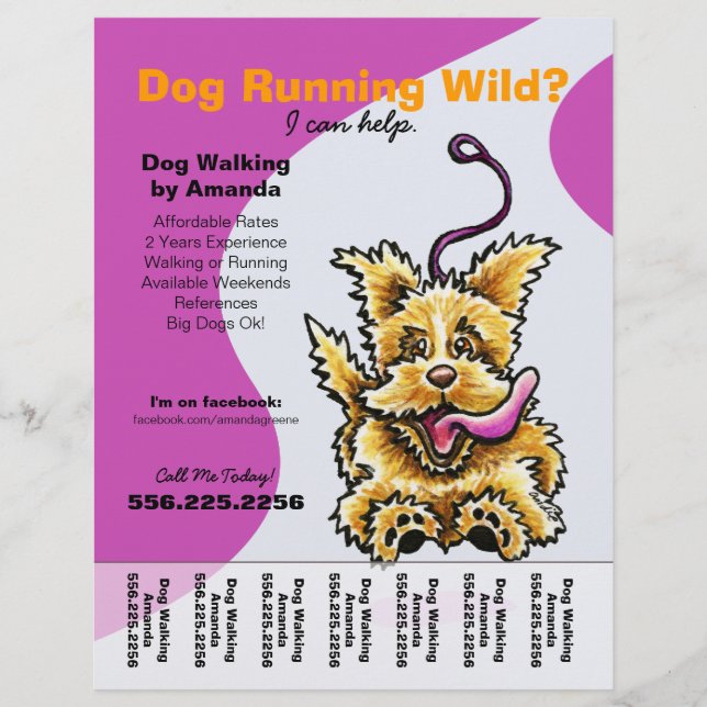 Dog Walker Walking Leaschterrier Tear Lakan Reklamblad (Framsidan)