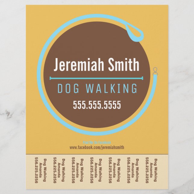 Dog Walker Walking Leash Loop Blue Tear Lakan Reklamblad (Framsidan)