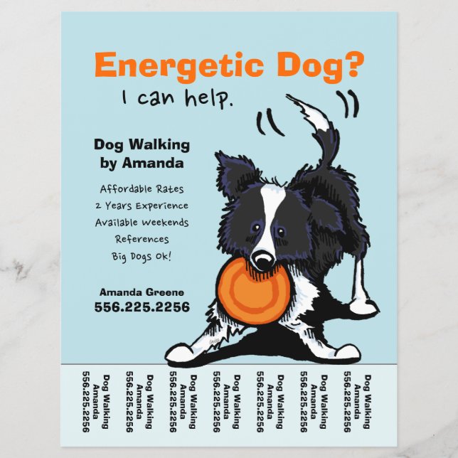 Dog Walker Walking Personlig Tear Lakan Reklamblad (Framsidan)