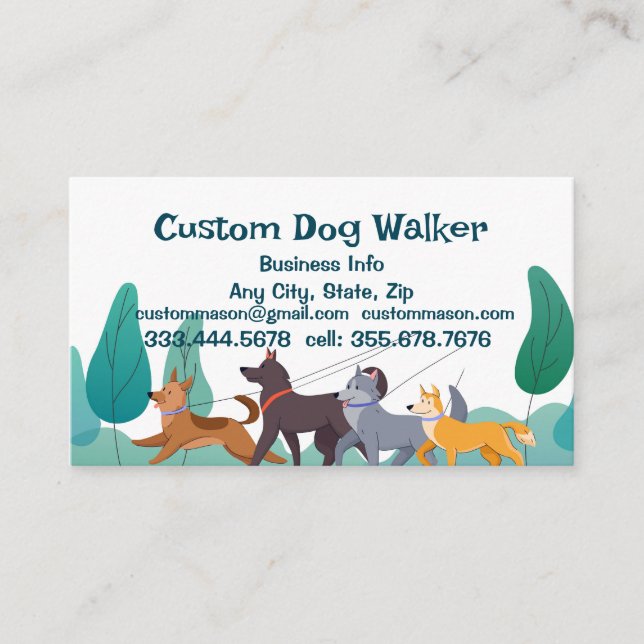 Dog Walker Walking Pet Services Visitkort (Framsida)