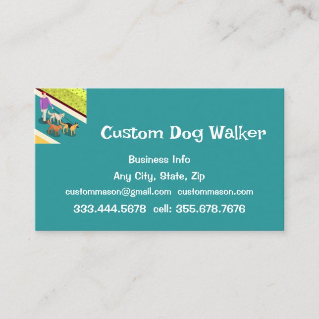 Dog Walker Walking Pet Services Visitkort (Framsida)