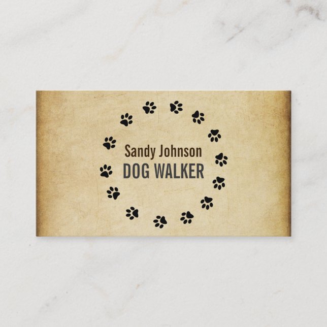 Dog Walker Walking Pet Sitta Services Business Visitkort (Framsida)