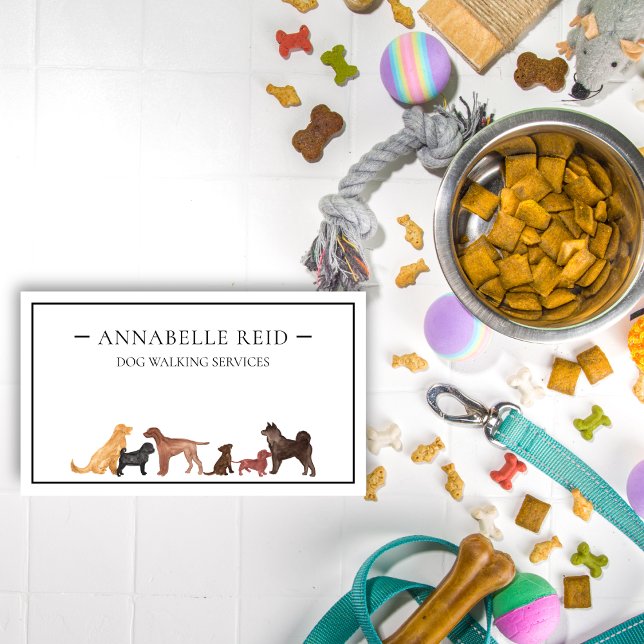 Dog Walker Watercolor Silhouette Professionell Visitkort (Skapare uppladdad)