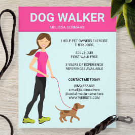 Dog Walker Woman med en brun Hund Illustration Flygblad