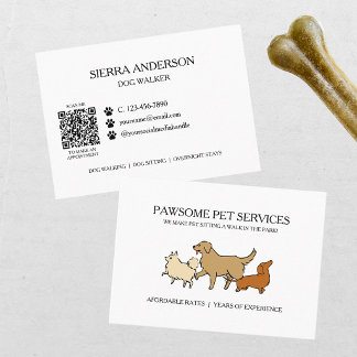 Dog Walking Pet Sitting QR Code Visitkort