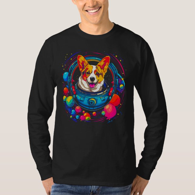 Dog Welsh Corgi Astronaut T Shirt (Framsida)