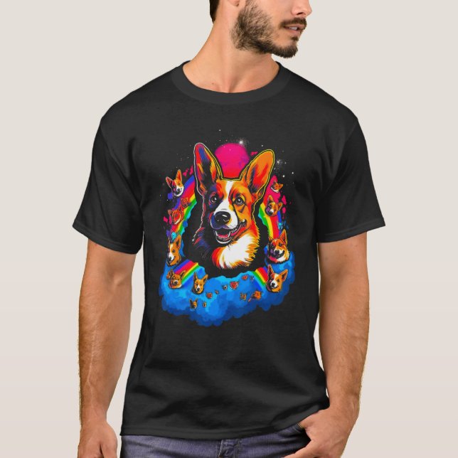 Dog Welsh Corgi Family T Shirt (Framsida)