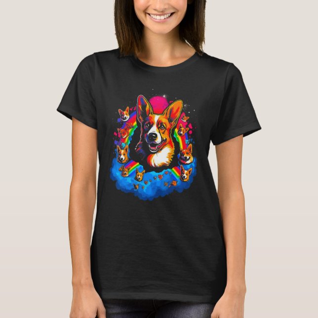 Dog Welsh Corgi Family T Shirt (Framsida)