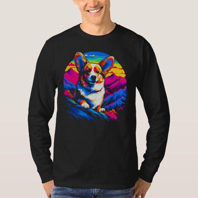 Dog Welsh Corgi Mountain T Shirt (Framsida)