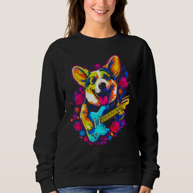 Dog Welsh Corgi Musician T Shirt (Framsida)