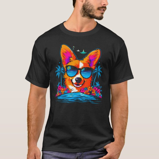 Dog Welsh Corgi Summer Vibe T Shirt (Framsida)