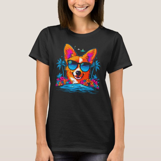 Dog Welsh Corgi Summer Vibe T Shirt (Framsida)